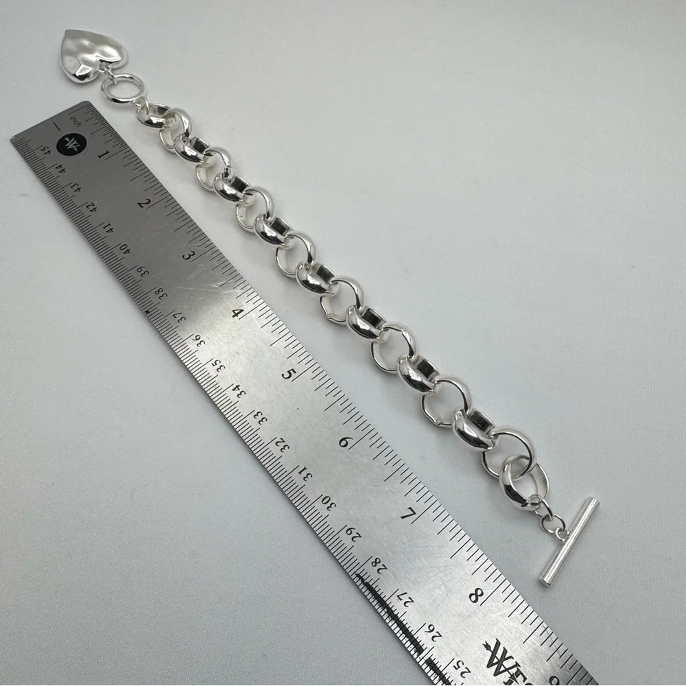 Calvin Klein Silver Chunky Chain Heart Toggle Bracelet NWT